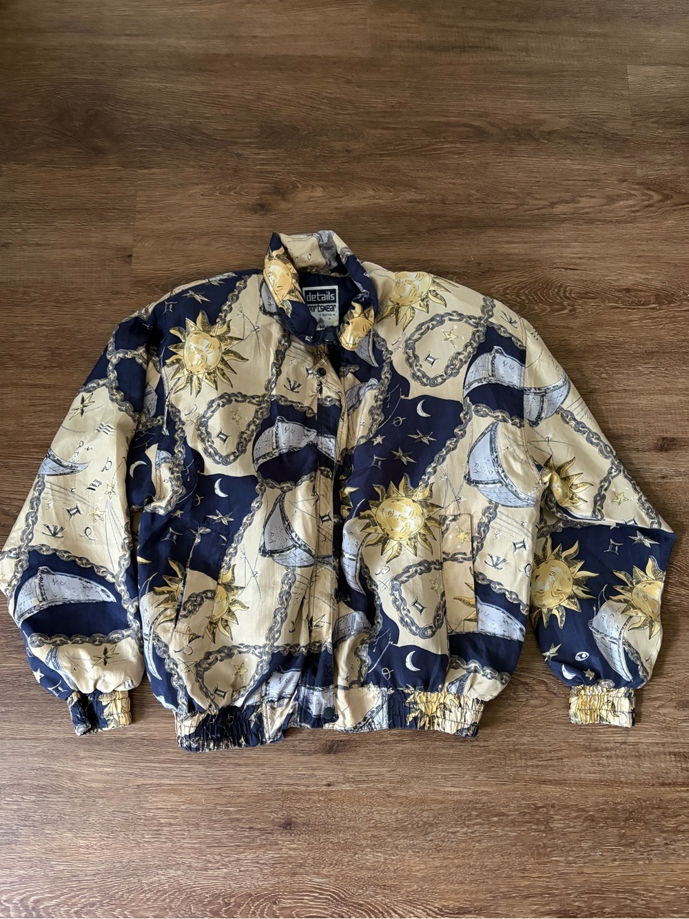 Vintage 90s details sportswear Celestial Bomber Jacket Size Small Sun & Moon EUC